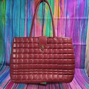 Just Fab Stay Warm Puffy Tote Bag in Burgundy NWOT